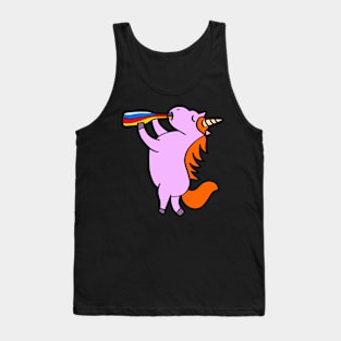 Pink unicorn drinking from the bottle Tank Top